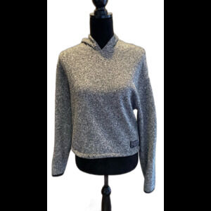Victorias Secret PINK Cropped Hoodie Bungee Sweatshirt Womens Medium Gray Casual